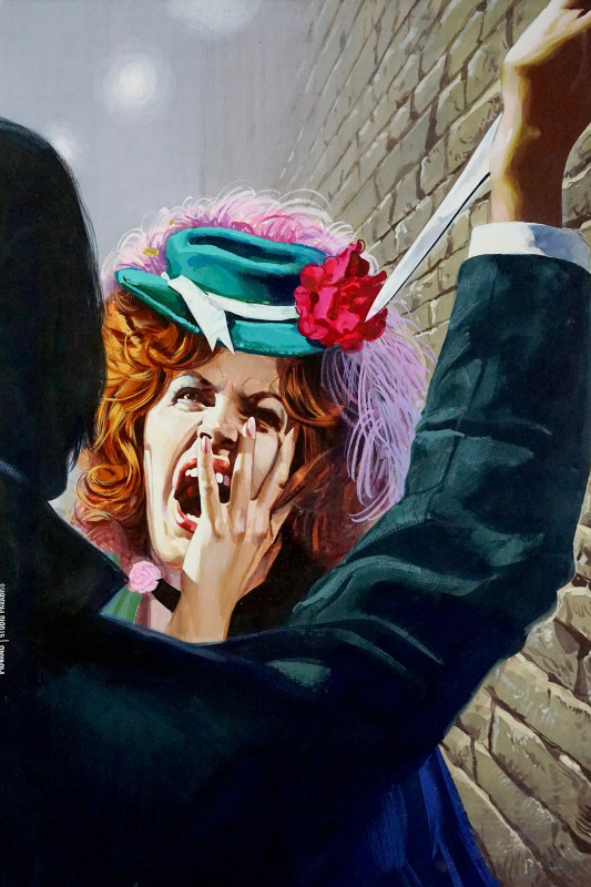 Mario Piovano : Barbara il mostro di Londra, tempera su cartoncino, cm 50x35, firmato Piovano|Studio Paradiso, recante iscrizioni, timbro "Anicagis" e data a tergo, (lievi difetti)  - Asta ASTA A TEMPO DI ANTIQUARIATO E ARTE MODERNA - Aste Pirone