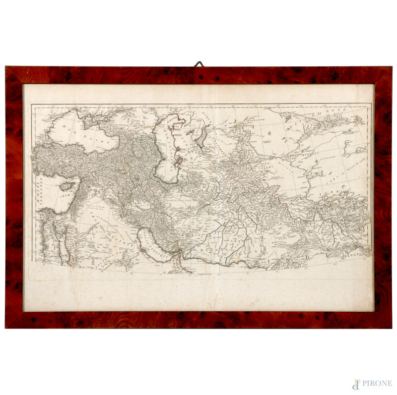 Carta geografica, XX secolo, incisione, cm 52,5x81, entro cornice, (segni di usura, umidità, piegature)  - Asta  ASTA A TEMPO | VARIÆ - Aste Pirone