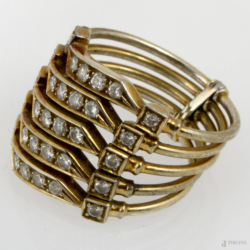 Anello in oro 18 kt a cinque segmenti, misura 14, peso gr 9,1  - Asta ASTA A TEMPO | VARIÆ - Aste Pirone