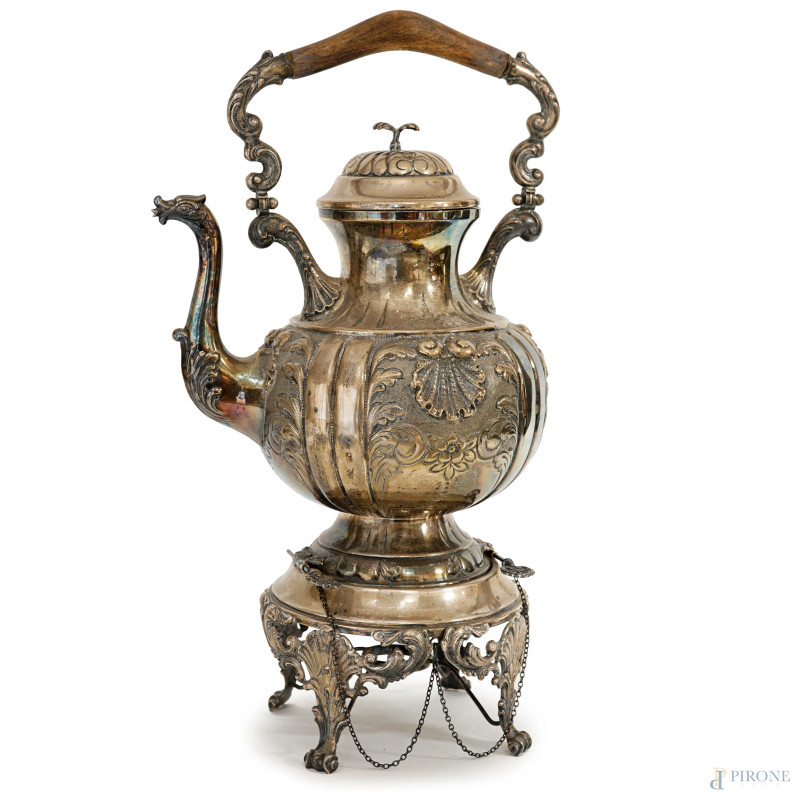 Samovar in argento, manifattura italiana del XX secolo, peso lordo gr 2280 circa, (difetti)  - Asta ASTA A TEMPO DI ANTIQUARIATO E ARTE MODERNA – DUE SESSIONI - Aste Pirone