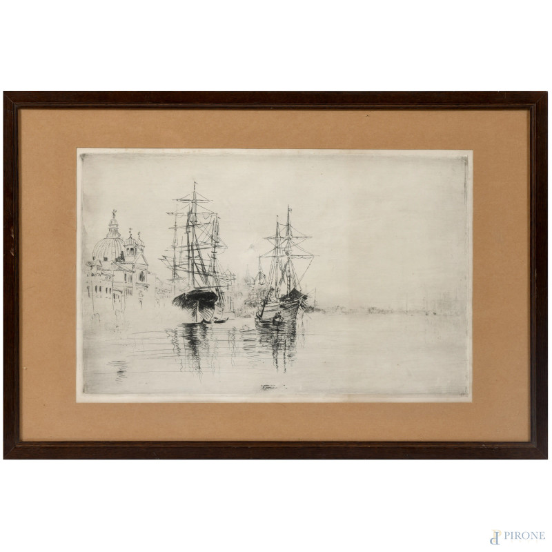 Venezia, XIX-XX secolo, incisione, cm 38x57,5, entro cornice  - Asta ASTA A TEMPO | PICTA MANENT - Aste Pirone
