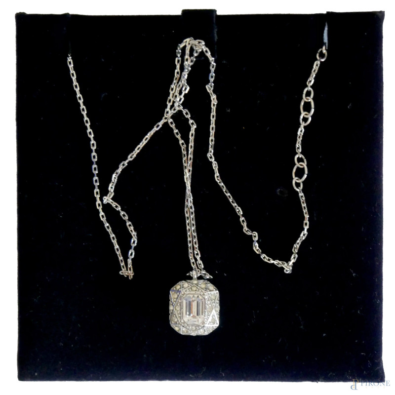 Collana con ciondolo Swarovski in argento con scatola originale.  - Asta ASTA DI ANTIQUARIATO E ARTE MODERNA - Aste Pirone