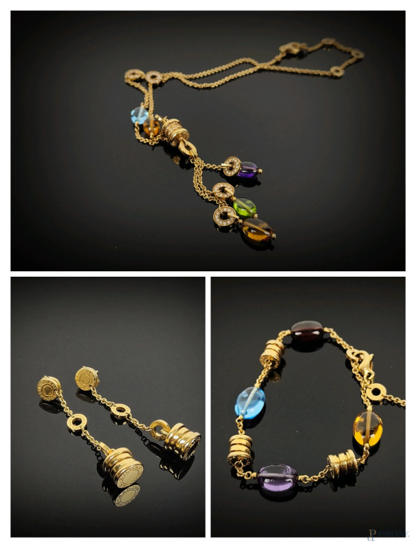 Bulgari - Collezione B-Zero, Parure collana, bracciale e paio di orecchini in oro 18 KT e pietre colorate, lunghezza max cm 45,5, peso lordo gr.46,9  - Asta ASTA A TEMPO DI ANTIQUARIATO E ARTE MODERNA - Aste Pirone