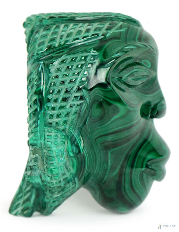 Profilo d'uomo, scultura in malachite, cm 11x9, (lievi difetti).  - Asta ASTA DI ARTE MODERNA, CONTEMPORANEA E VINTAGE - Aste Pirone