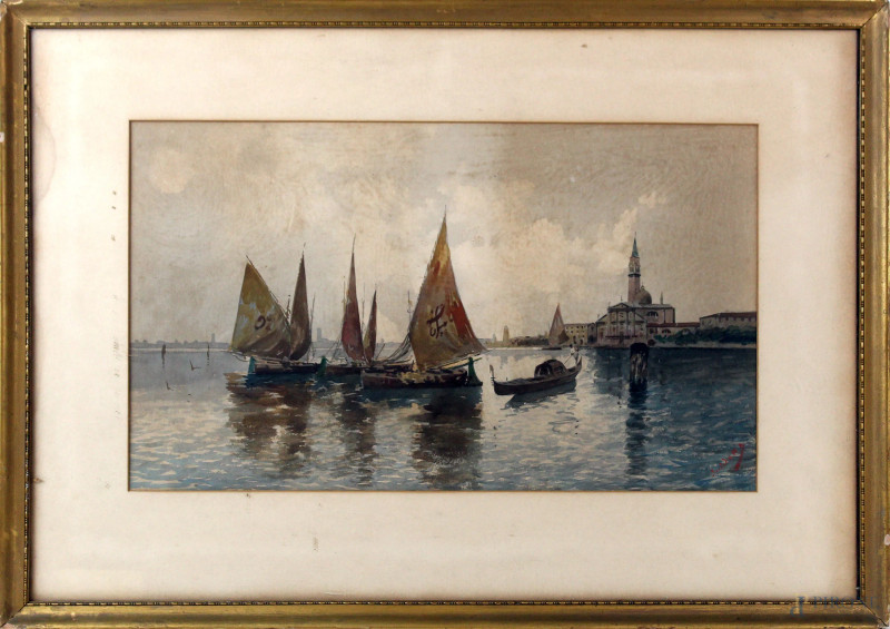 Venezia, acquarello su carta, cm 29x49, firmato, entro cornice  - Asta Asta a Tempo di Antiquariato e Arte Moderna - Aste Pirone