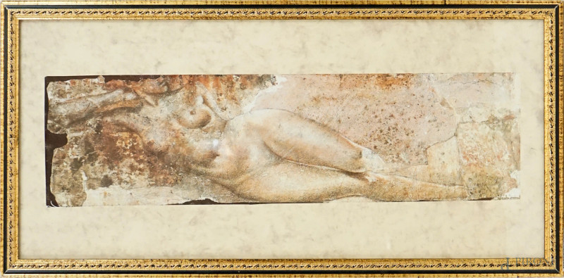 Elvio Marchionni : Nudo femminile, tecnica mista su carta, cm 17x62,5,  entro cornice.  - Asta ASTA A TEMPO DI ANTIQUARIATO E ARTE MODERNA - Aste Pirone