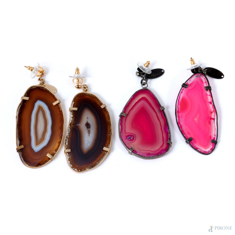 Lotto composto da due paia di orecchini con agate, lunghezza massima cm 7  - Asta ASTA A TEMPO | VARIÆ - Aste Pirone