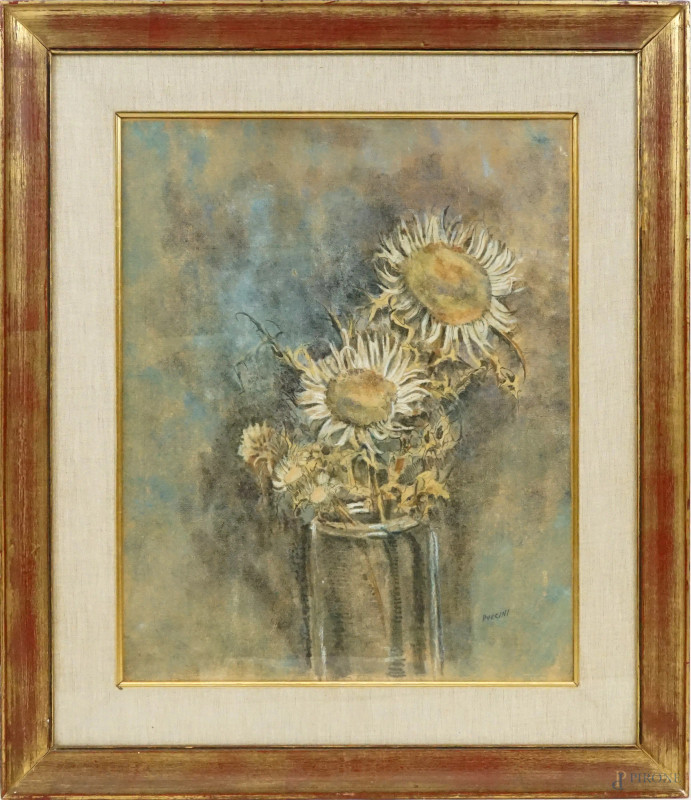 Linda Puccini : Cardi, olio su tela, cm 44,5x35,5, entro cornice  - Asta ASTA A TEMPO di Arte Moderna e Antiquariato - Aste Pirone