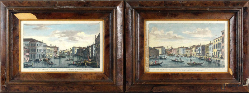 Coppia di stampe a colori raffiguranti vedute di Venezia, stampate per Carington Bowles (1724–1793), cm 17x28, entro cornici.  - Asta PRIMA TORNATA D' ASTA A TEMPO DI FINE STAGIONE - Aste Pirone