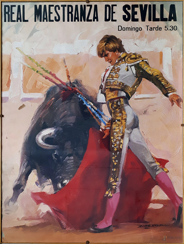 Real Maestranza de Sevilla, manifesto vintage originale degli anni 40, cm 61x47, con cornice  - Asta ASTA A TEMPO | VARIÆ - Aste Pirone