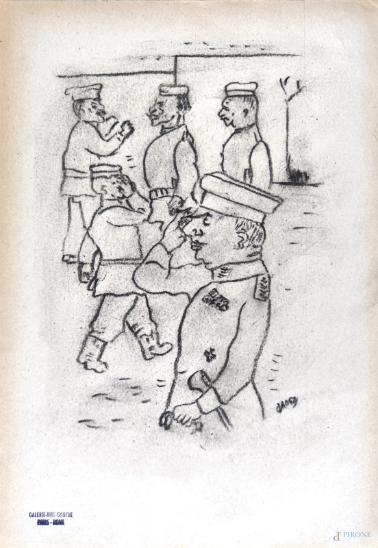 Disegno a tecnica mista su carta cm 29 x 31  firmato , provenienza Galerie Rive Gauche Paris-Rome  - Asta RAPIDA SOLIS - Aste Pirone