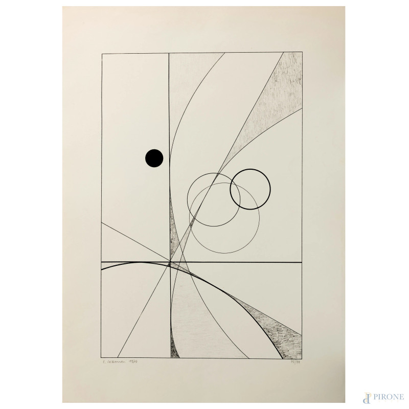 Luigi Veronesi (1908-1998), Composizione, litografia, cm 70x50, es. 95/99, firmata e datata "1974" in basso a sinistra  - Asta ASTA A TEMPO | PICTA MANENT - Aste Pirone