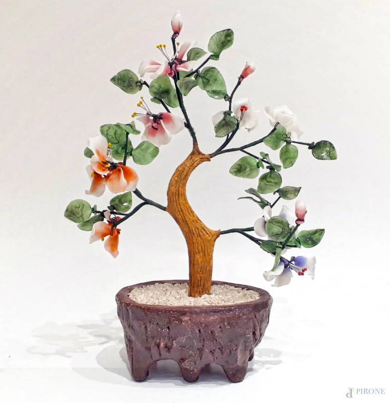 Bonsai vintage di arte cinese realizzato con mix di pietre burattate in varie tonalità di colore, altezza cm 35 circa  - Asta Antiquariato , Arte Moderna e Libri Antichi - Aste Pirone