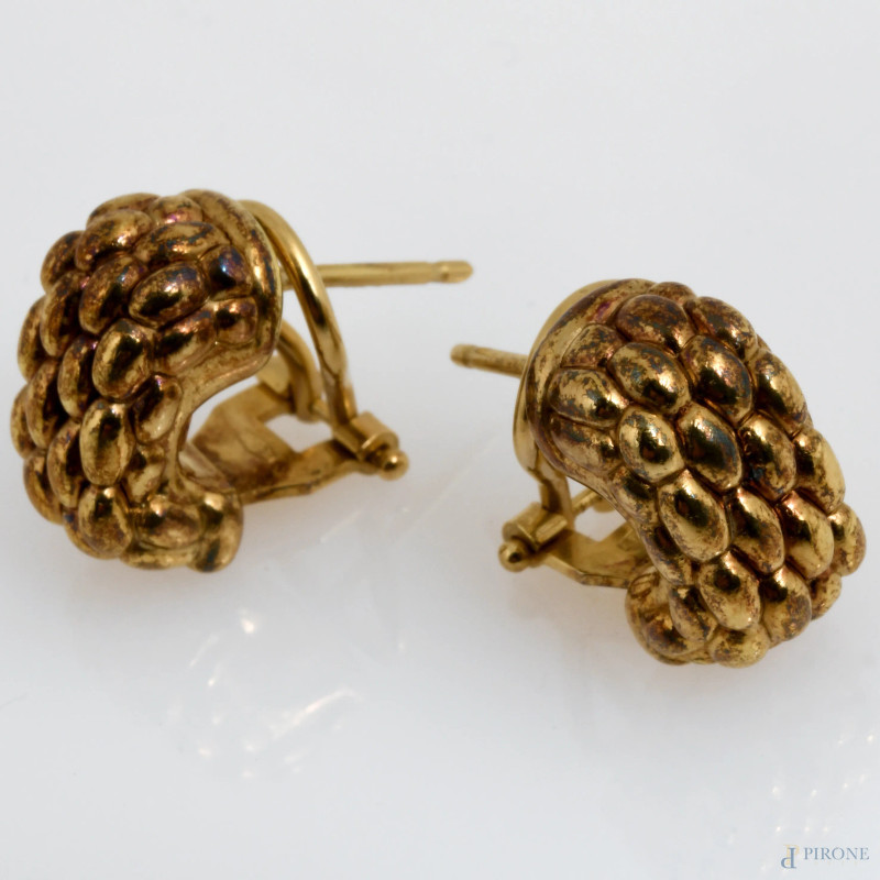 Coppia di orecchini in oro 18 kt, peso gr 7,1  - Asta ASTA A TEMPO | VARIÆ - Aste Pirone