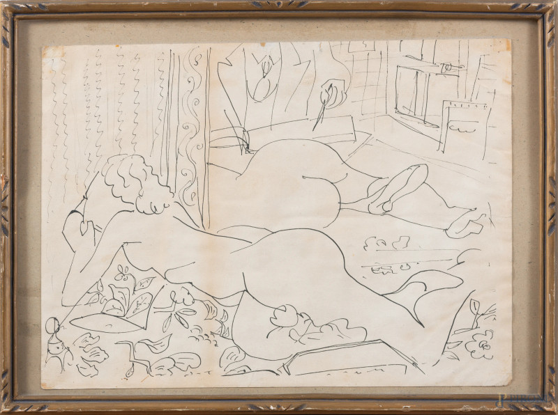Nudi, XX secolo, stampa su carta, cm 26x35, entro cornice, (foxing, tracce di umidità, segni di piegatura, difetti)  - Asta RAPIDA SOLIS - Aste Pirone