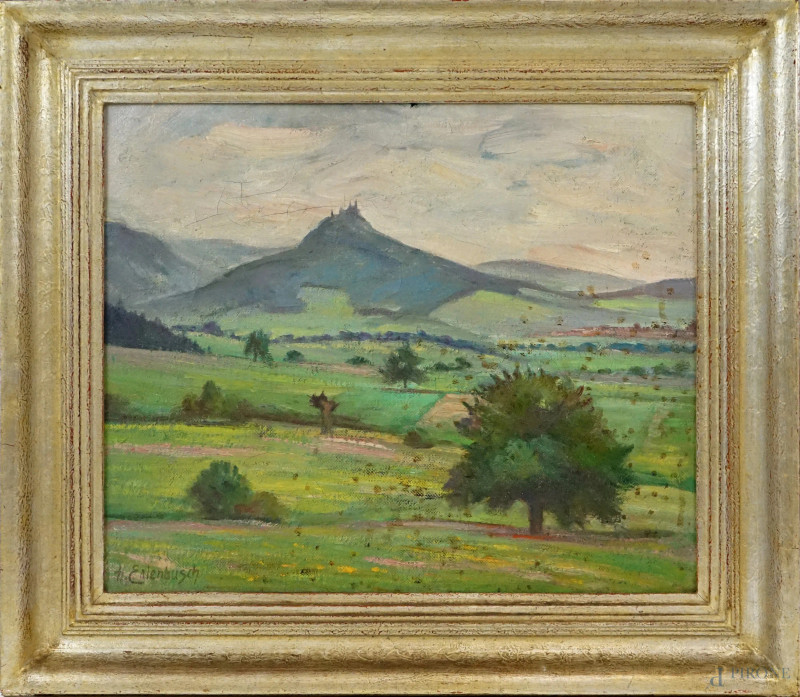 Paesaggio, olio su tela, cm 50,5x60, firmato, entro cornice  - Asta II TORNATA DI ASTA DI ARTE MODERNA E ANTIQUARIATO - Aste Pirone