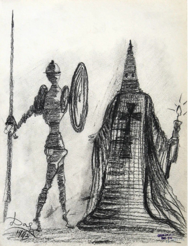Senza Titolo, Disegno su cartoncino cm 33 x 25. Provenienza Galerie Rive Gauche Paris, firmato e datato. Ultimo disegno di una serie.  - Asta ASTA A TEMPO | IMAGO - Aste Pirone
