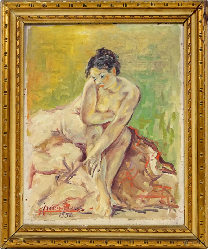 Studio di donna, olio su masonite, cm 49x39, firmato, entro cornice.  - Asta II TORNATA DI ASTA DI ARTE MODERNA E ANTIQUARIATO - Aste Pirone