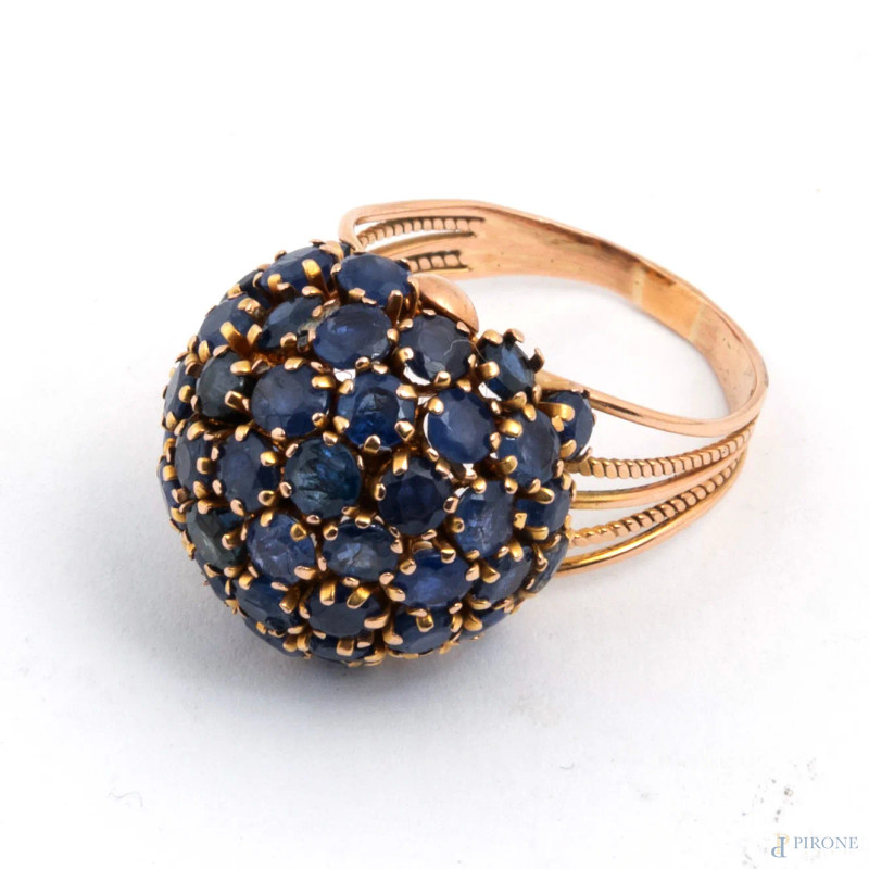 Anello in oro 14 kt con granati, misura 12, peso lordo gr 5,8  - Asta ASTA A TEMPO | VARIÆ - Aste Pirone