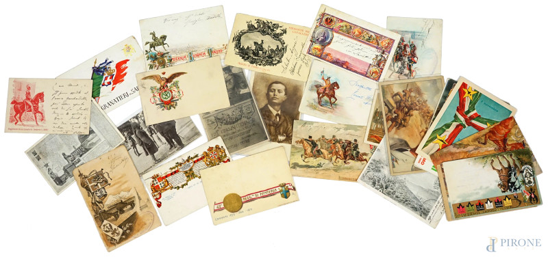 Collezione di n.30 cartoline a soggetti militari, cm 10x14.  - Asta ASTA A TEMPO DI ANTIQUARIATO E ARTE MODERNA – DUE SESSIONI - Aste Pirone