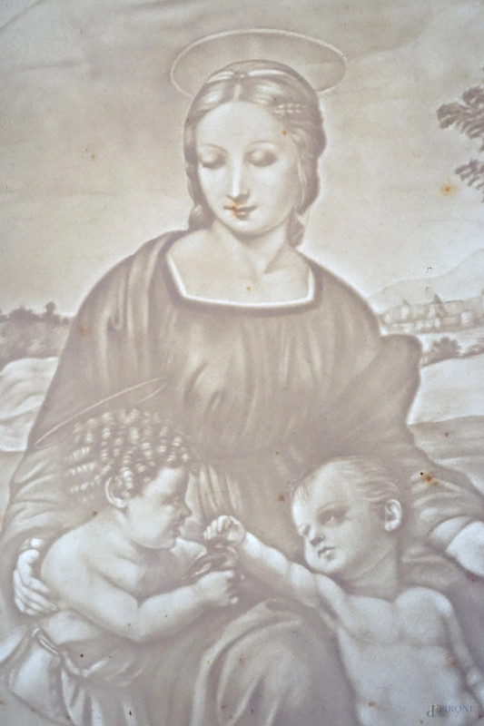 Madonna del Cardellino, filigrana, cm 37x36, XX secolo, entro cornice  - Asta ASTA A TEMPO di Arte Moderna e Antiquariato - Aste Pirone