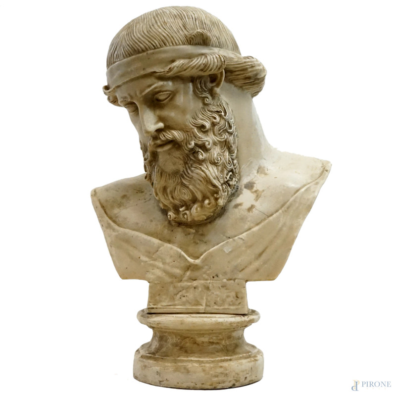 Busto di Dioniso, scultura in polvere di marmo, cm h 64, XX secolo.  - Asta ASTA A TEMPO DI ANTIQUARIATO E ARTE MODERNA - Aste Pirone