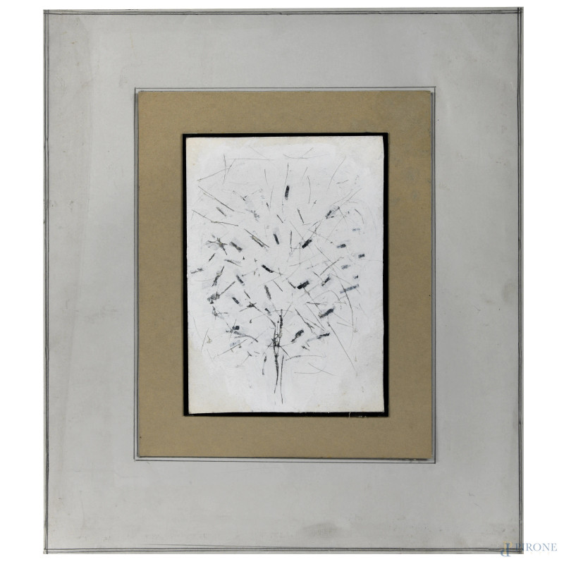 Guido Strazza (1922), Albero, tecnica mista su carta applicata su cartone, cm 23,5x16,5, (umidità, bruniture)  - Asta ASTA A TEMPO | PICTA MANENT - Aste Pirone