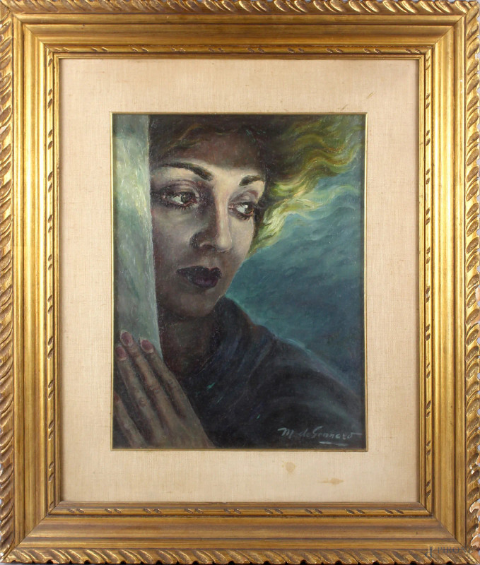 Volto di donna,olio su cartone telato 40x30cm, firmato, entro cornice.  - Asta SECONDA TORNATA D' ASTA A TEMPO DI FINE STAGIONE - Aste Pirone