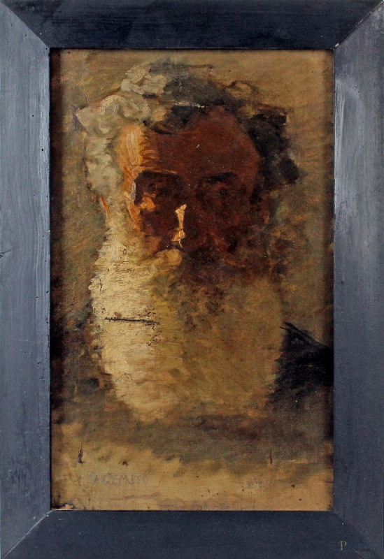 Ritratto d'uomo con barba, olio su tela, cm 50x30,5, firmato, entro cornice, (difetti sulla tela)  - Asta Asta a Tempo di Antiquariato e Arte Moderna - Aste Pirone