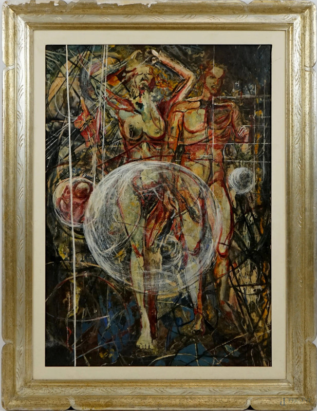 Cammino nell'Infinito, olio su tela, cm 100x70, firmato, entro cornice.  - Asta ASTA DI ANTIQUARIATO E ARTE MODERNA - Aste Pirone