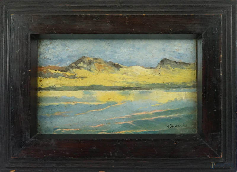 Paesaggio montano, olio su cartone, cm 14,5x22,5, firmato, entro cornice.  - Asta ASTA DI ANTIQUARIATO E ARTE MODERNA - Aste Pirone