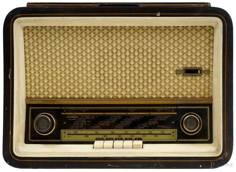 Radio Siemens anni '50, Modello SM.7138, cm 35x46,5x36,5, (difetti)  - Asta ASTA A TEMPO di Arte Moderna e Antiquariato - Aste Pirone