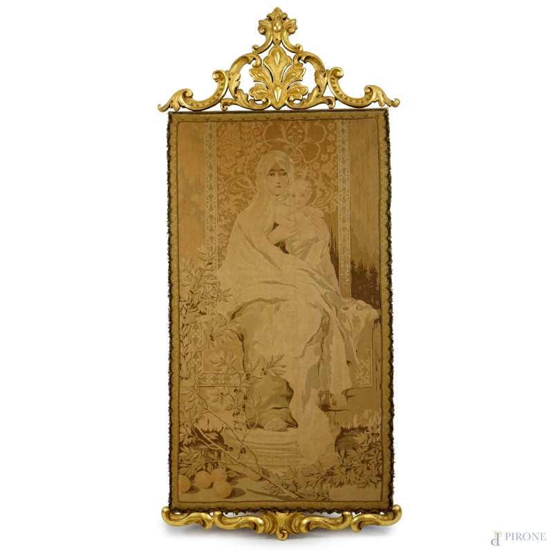 Da Nicolò Barabino (1832-1891), Madonna dell'ulivo, arazzo, cm 111x62, XX secolo.  - Asta ASTA DI ANTIQUARIATO E ARTE MODERNA - Aste Pirone