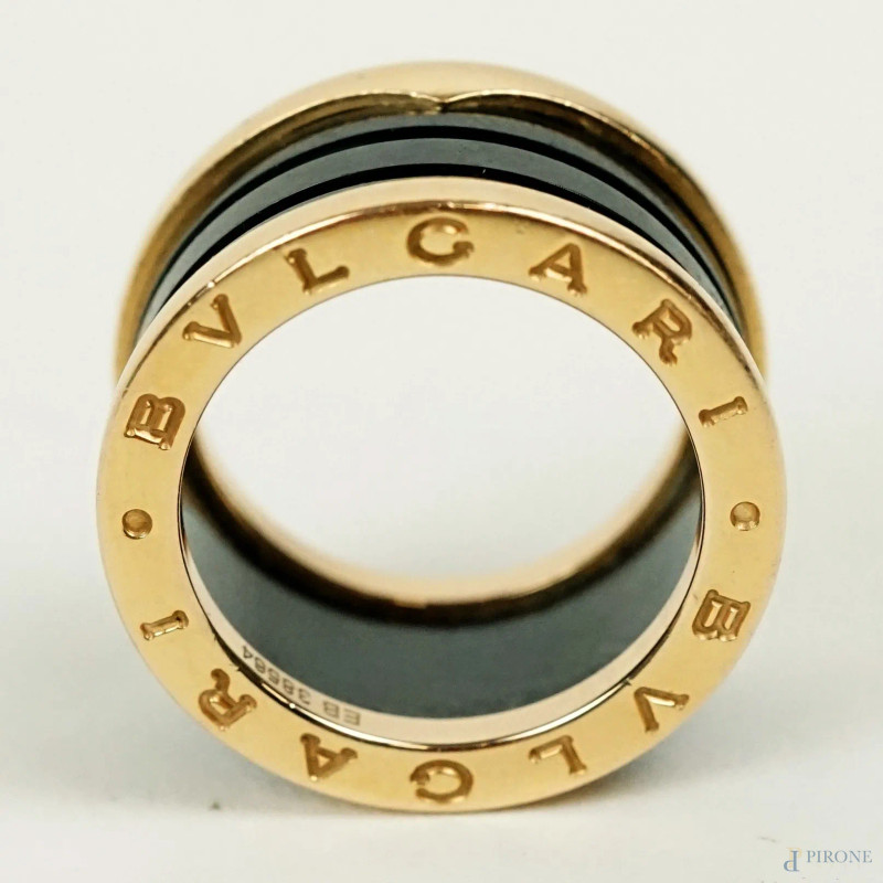 Bulgari - Collezione B.Zero1, anello con fascia a spirale in ceramica nera e oro rosa  - Asta ASTA A TEMPO DI FINE STAGIONE - Aste Pirone