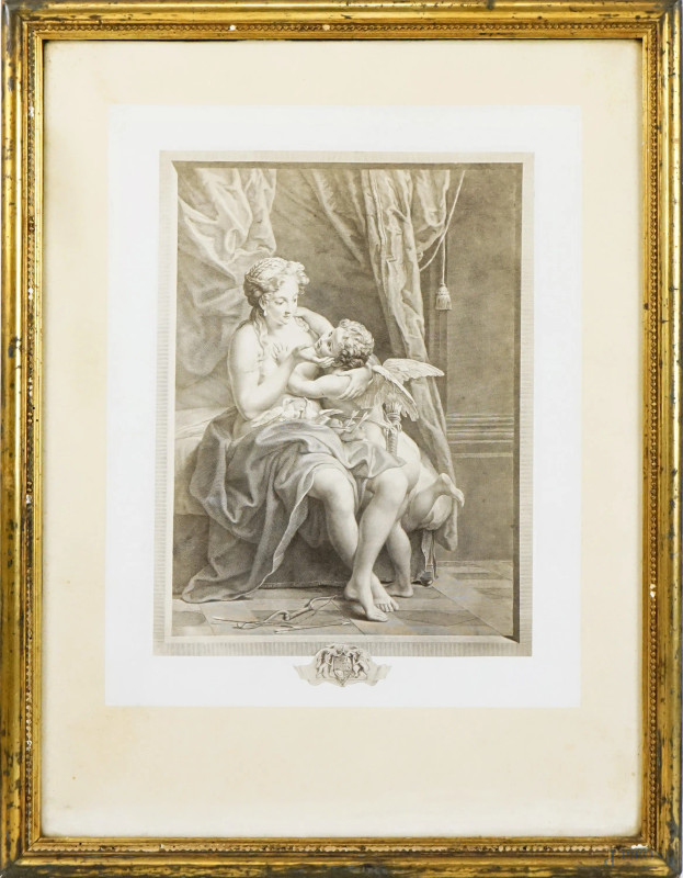 Venere e Cupido, stampa da Carlo Antonio Porporati (1741-1816), cm 53,5x40,5, XX secolo, entro cornice.  - Asta ASTA A TEMPO - Aste Pirone