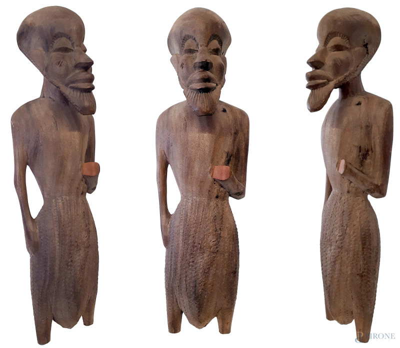 Scultura “Bamana”, Figura maschile, arte coloniale del Mali centro occidentale, inizi del XX sec., ebano scolpito, altezza cm 83, peso kg 10  - Asta ASTA DI ARTE MODERNA, CONTEMPORANEA E VINTAGE - Aste Pirone