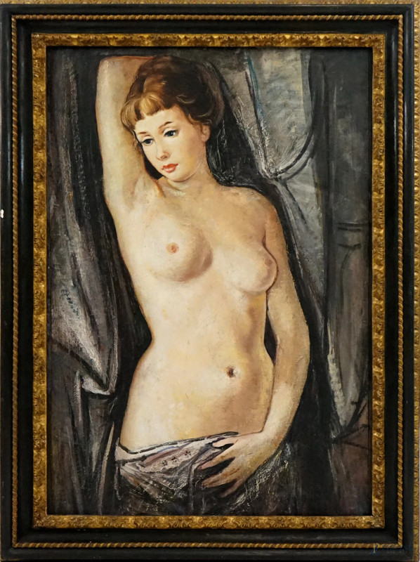 Nudo di donna, olio su tavola, cm 99x6 circa, XX secolo, entro cornice.  - Asta ASTA A TEMPO - Aste Pirone