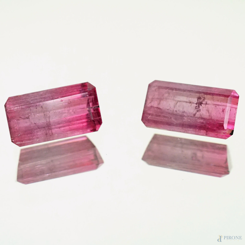 Coppia di tormaline rubelite da 24,5 CT  - Asta ASTA A TEMPO DI ANTIQUARIATO E ARTE MODERNA - Aste Pirone